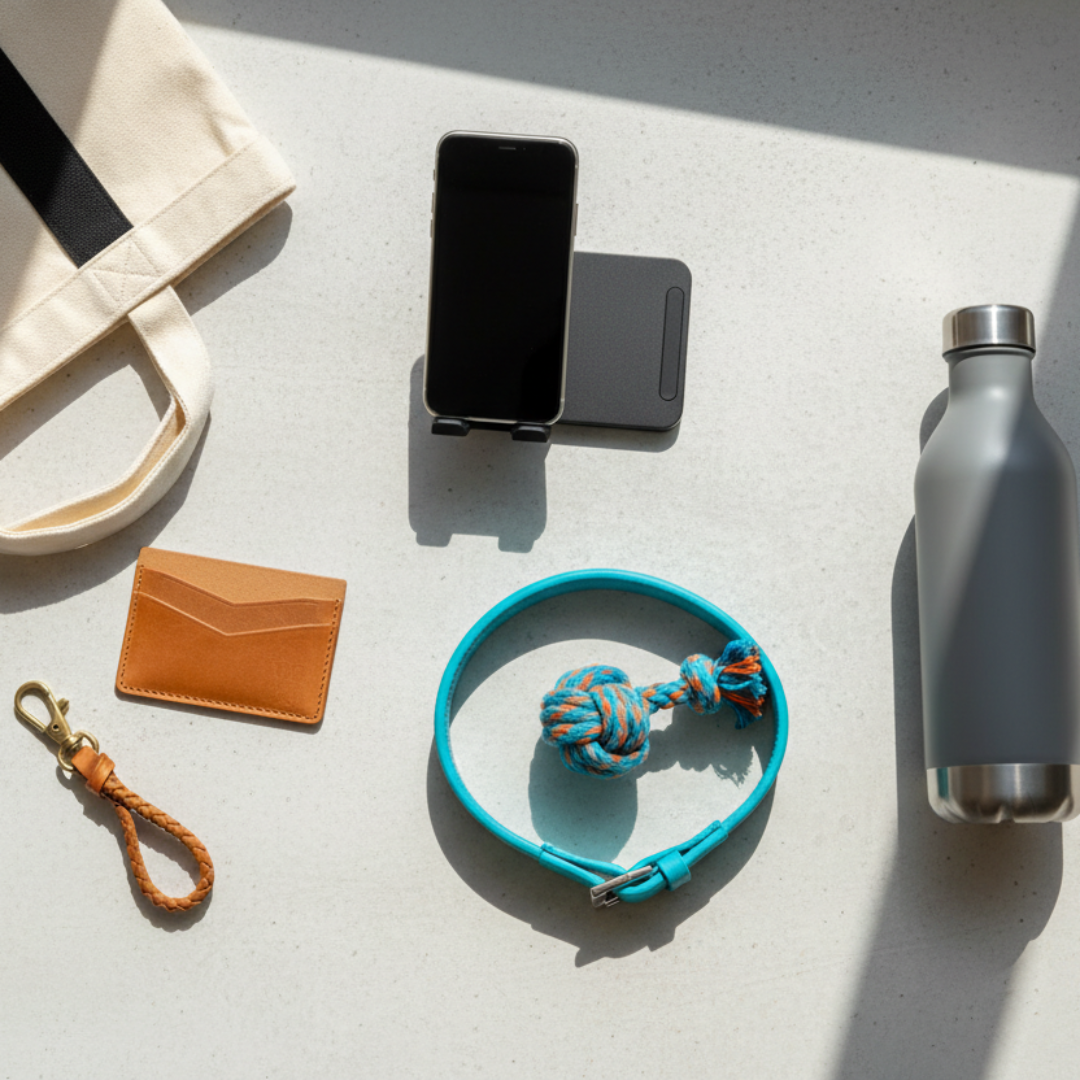 crea un'immagine di copertina generica, considerando che lo shop è neutro e quindi i prodotti al suo interno spazieranno dal mondo dei gadget per borsa da donna, possibili gadget da uomo, gadget per animali domestici insomma generica